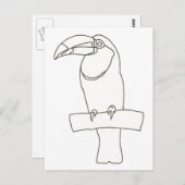Kontur zeichn eines Toucan Vogel Postkarten (Vorne/Hinten)