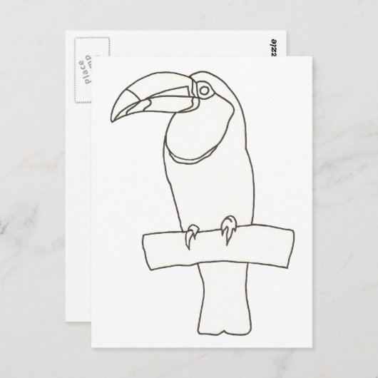Kontur zeichn eines Toucan Vogel Postkarten (Vorne/Hinten)