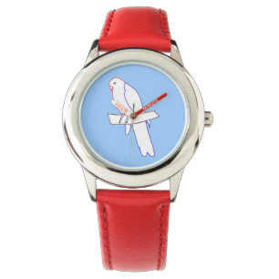 Kontur zeichne farbenfrohe Papageienuhr Armbanduhr