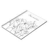 Kontur Zeichne Lilien-Blume - angepasste Notebooks Notizblock (Linke Seite)