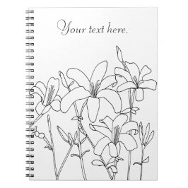 Kontur Zeichne Lilien-Blume - angepasste Notebooks Notizblock