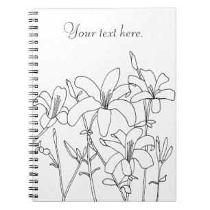 Kontur Zeichne Lilien-Blume - angepasste Notebooks Notizblock