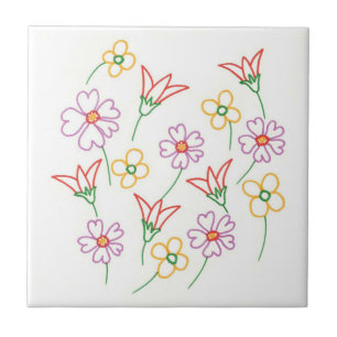 Kontur zeichnend Rotgelbe Lava Blume Trivet Fliese