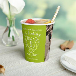 Kontur zum 1. Hochzeitstag Foto grün Pappbecher