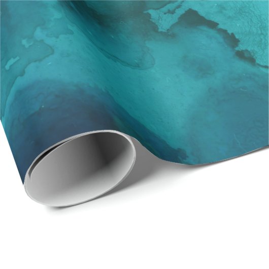 Konturen aus Gold und Blumen auf Aquamarin Green Geschenkpapier (Rolleneckpunkt)