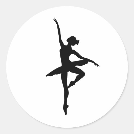 Konturen der Ballerina-Silhouette Runder Aufkleber (Vorderseite)