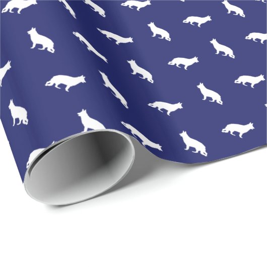 Konturen des Weißdeutschen Schäferhirds auf der Ma Geschenkpapier (Rolleneckpunkt)