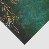 Konturen mit goldenen Blumen auf grüner Decoupage Seidenpapier (Detail)