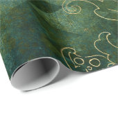 Konturen von Gold-Floral auf Green Geschenkpapier (Rolleneckpunkt)
