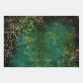 Konturen von Gold-Floral auf Green Geschenkpapier Set (Vorderseite 2)