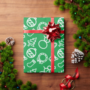 Konturen zu Weihnachtsartikeln im Minimalistischen Geschenkpapier