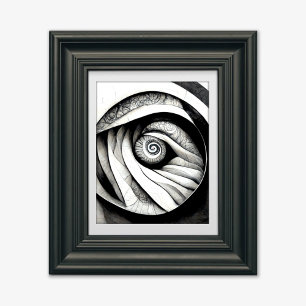 Konvergenz - Abstrakte Schwarz-Weiß-Kunst Poster