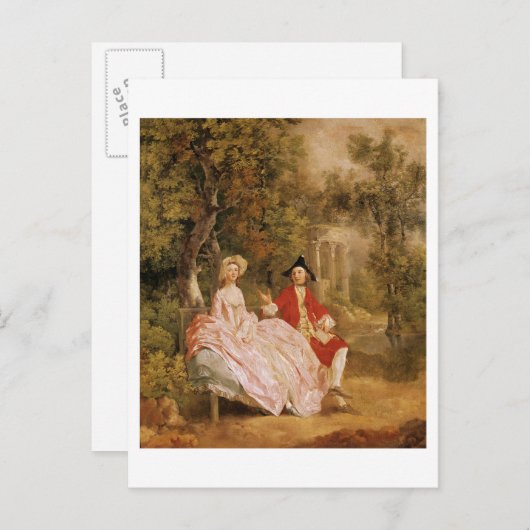 Konversation in einem Park, Portrait des Künstlers Postkarte (Vorne/Hinten)