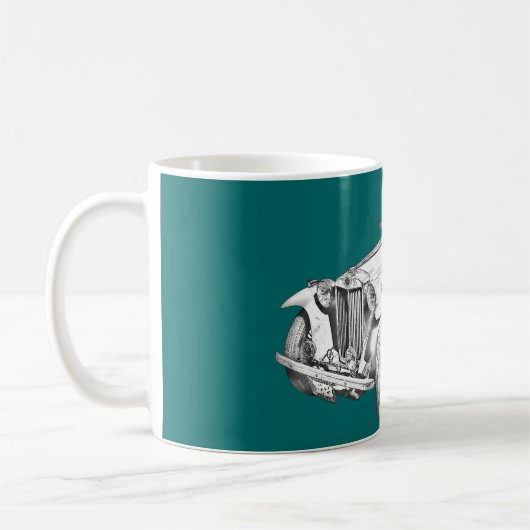 Konvertierbare antikes Auto-Illustration MGs Kaffeetasse (Links)