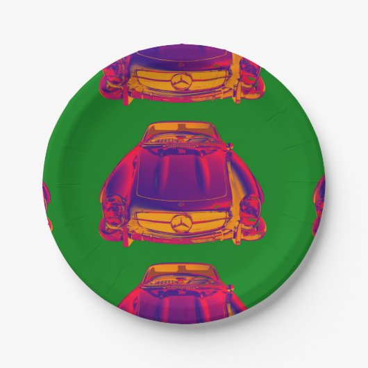 Konvertierbare Pop-Kunst MERCEDES-BENZ 300 SL Pappteller (Vorderseite)