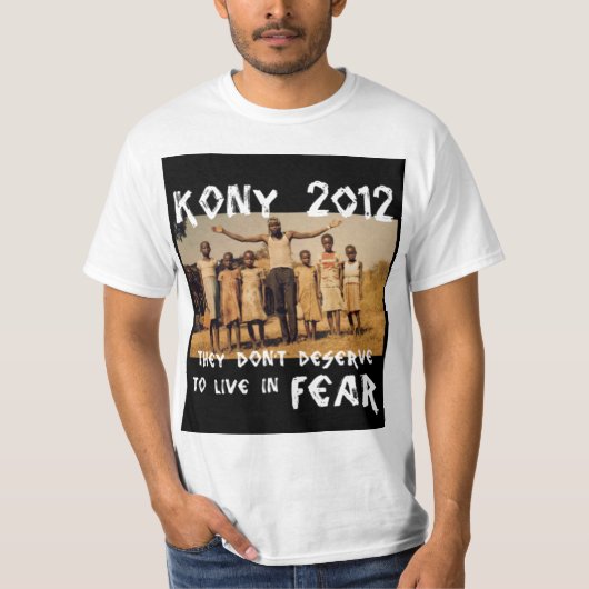 KONY 2012 - Stoppen Sie das Furcht-Schwarze T-Shirt (Vorderseite)