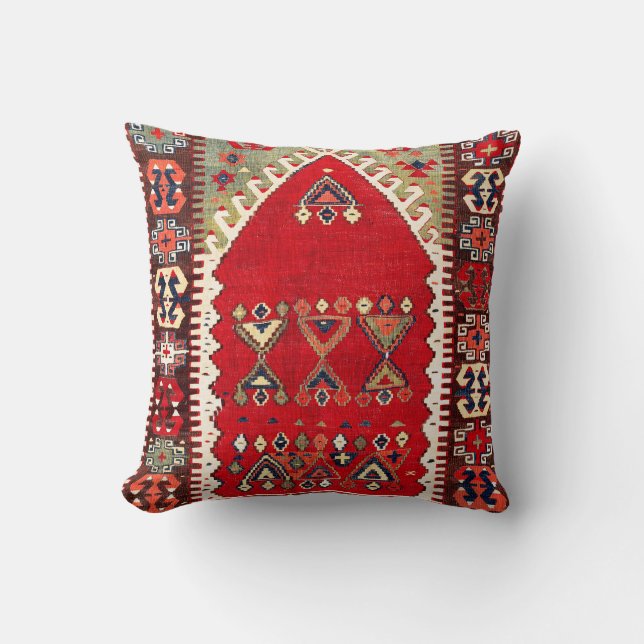 Konya Central Anatolian Niche Kilim Print Kissen (Vorderseite)