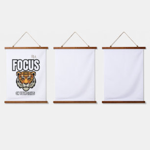 Konzentriere dich auf dein Ziel Tiger-Shirt Moti Wandteppich Mit Holzrahmen
