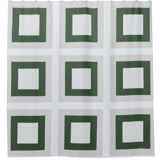 Konzentrierte Aquamarin-graue Quadrate Duschvorhang (Vorderseite)