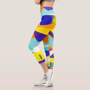 Konzentrierte, gelb-blaue Abstrakte Kunst Capri Leggings