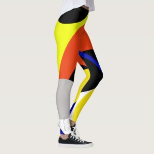 Konzentrierte Gelbe Abstrakte Rote Kunst Leggings
