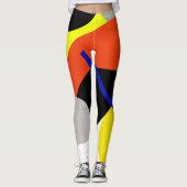 Konzentrierte Gelbe Abstrakte Rote Kunst Leggings (Vorderseite)