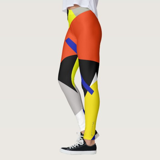 Konzentrierte Gelbe Abstrakte Rote Kunst Leggings (Links)