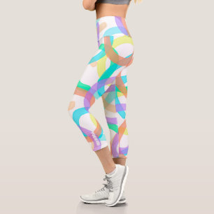 Konzentrierte, gelbe, blaue, Abstrakte Art Pastell Capri Leggings