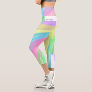 Konzentrierte, gelbe, blaue, Abstrakte Art Pastell Capri Leggings