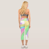 Konzentrierte, gelbe, blaue, Abstrakte Art Pastell Capri Leggings (Rückseite)