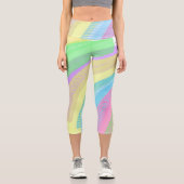 Konzentrierte, gelbe, blaue, Abstrakte Art Pastell Capri Leggings (Vorderseite)