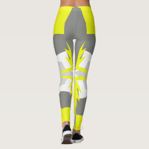 Konzentrierte Pastel Gelb Graue Abstrakte Leggings