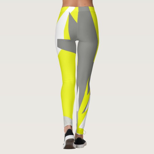 Konzentrierte Pastel Gelb Graue Abstrakte Leggings (Rückseite)