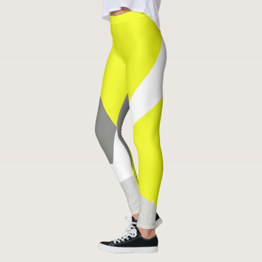Konzentrierte Pastel Gelb Graue Abstrakte Leggings (Links)