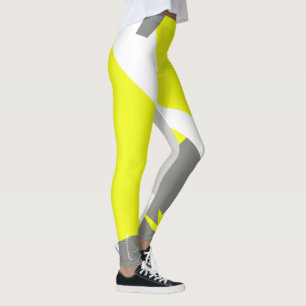 Konzentrierte Pastel Gelb Graue Abstrakte Leggings