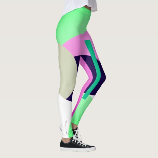 Konzentrierte Pastel Türkis Abstrakte Leggings (Rechts)