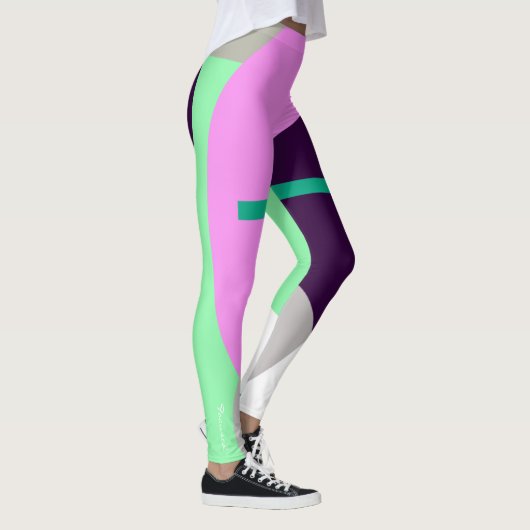 Konzentrierte Pastel Türkis Abstrakte Leggings (Rechts)