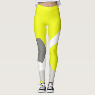 Konzentrierte Pastell Gelb Graue Abstrakte Legging Leggings