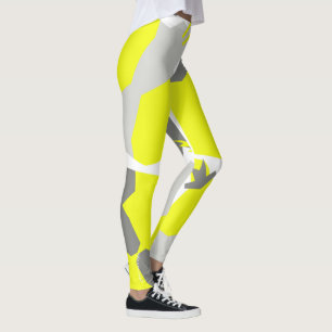 Konzentrierte Pastell Gelb Graue Abstrakte Legging Leggings
