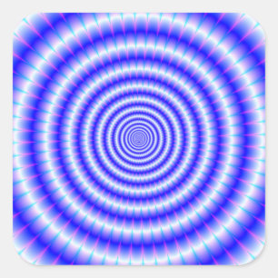 Konzentrierte Ringe in Blau und Weiß Quadratischer Aufkleber
