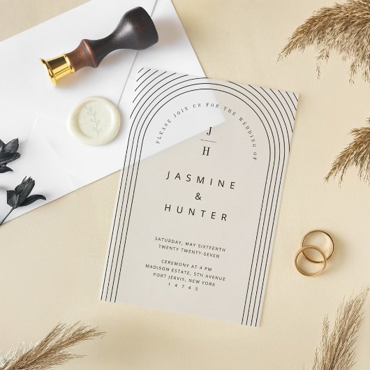 Konzentrierter Bogenmindestwert Moderne Hochzeitmo Pergament Einladungen