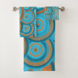 Konzentrierter kreisförmiger Rost-Türkis Badhandtuch Set
