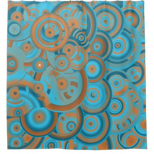 Konzentrierter kreisförmiger Rost-Türkis Duschvorhang (Vorderseite)