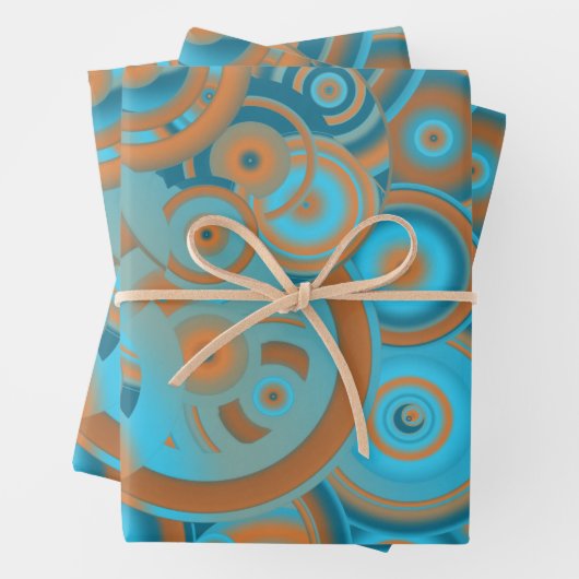 Konzentrierter kreisförmiger Rost-Türkis Geschenkpapier Set (Beispiel)