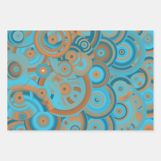 Konzentrierter kreisförmiger Rost-Türkis Geschenkpapier Set (Vorderseite)