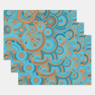 Konzentrierter kreisförmiger Rost-Türkis Geschenkpapier Set