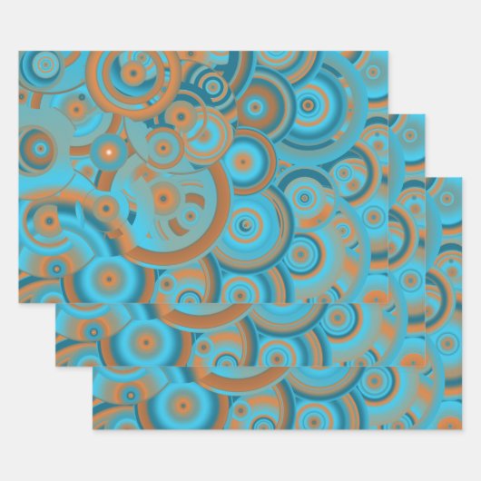 Konzentrierter kreisförmiger Rost-Türkis Geschenkpapier Set (Set)