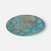 Konzentrierter kreisförmiger Rost-Türkis Pappteller (Schrägansicht)