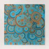 Konzentrierter kreisförmiger Rost-Türkis Puzzle (Horizontal)