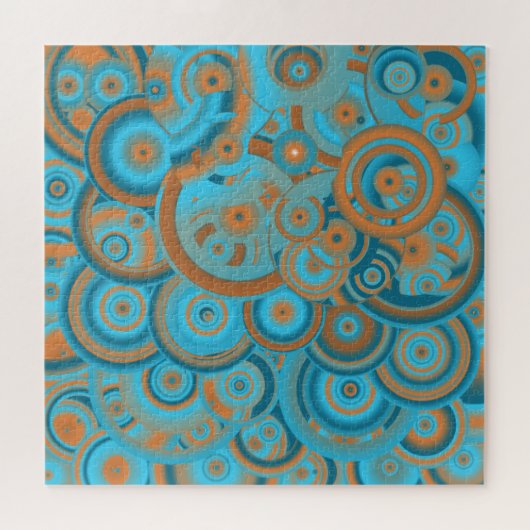 Konzentrierter kreisförmiger Rost-Türkis Puzzle (Horizontal)